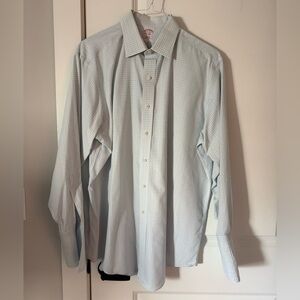Brooks Brothers Blue Check French Cuff Dress Shirt 16.5 - 33